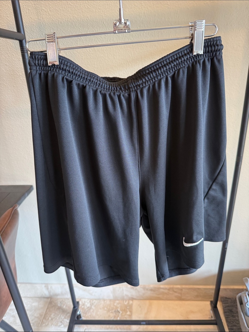 Nike Women’s Black Athletic Shorts with White Swoosh